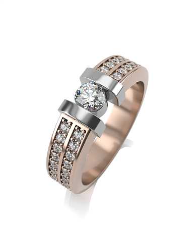 Кольцо из комбинированного золота с бриллиантами К862бр/бк