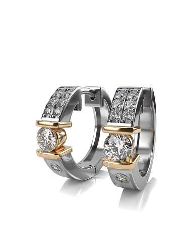 Серьги из комбинированного золота с керамикой и бриллиантами НЭ-с6кб/жб