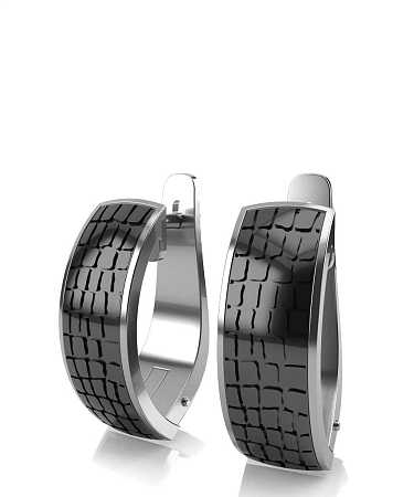 Серьги из серебра с черной керамикой SF-с1126кч/с