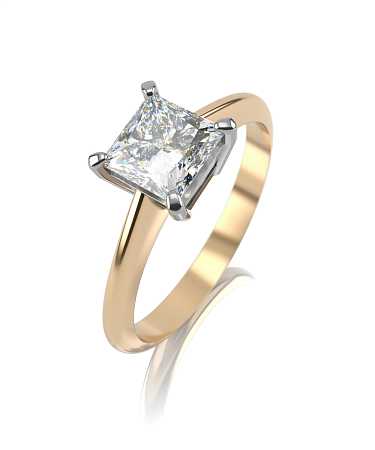 Помолвочное кольцо из комбинированного золота с муассанитом МТ-к3/бж